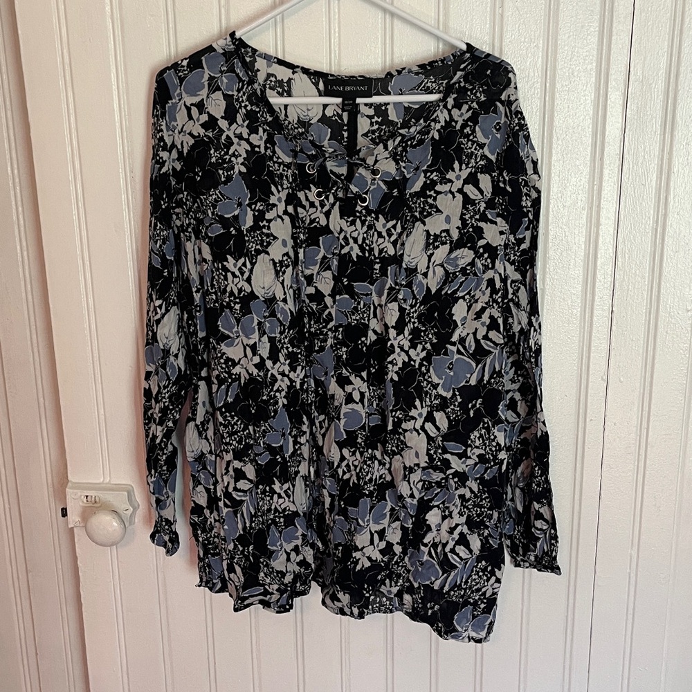 Lane Bryant Black and White Floral Top